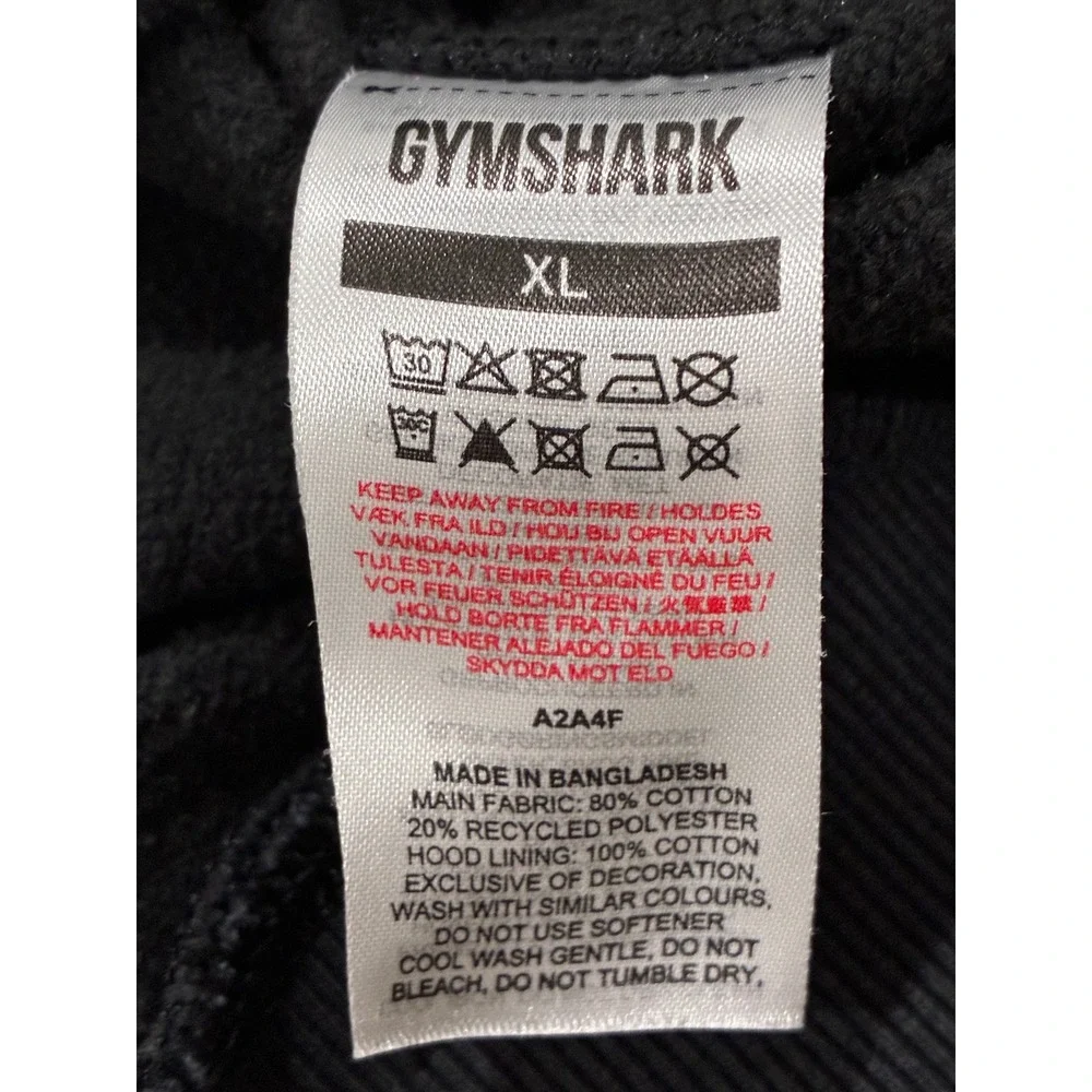 Gymshark Apollo Hoodie Mens‎ XL Black Logo Pullover Sweatshirt A2A4F